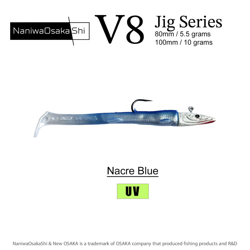 NaniwaOsakaShi V8 Jig Series 80mm 5.5gr Silikon Yem Nacre Blue