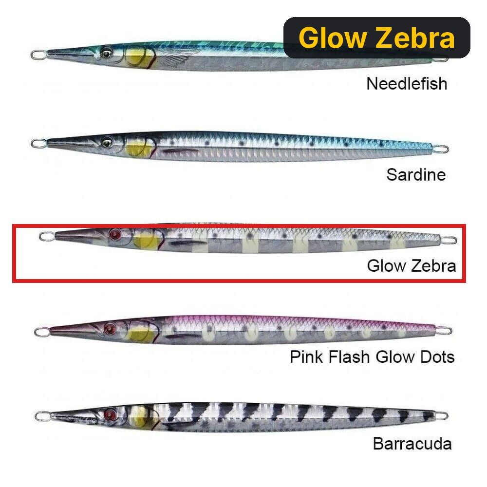 Savage gear 3D Needle Jig 40 gr 15 cm Suni Yem Glow Zebra