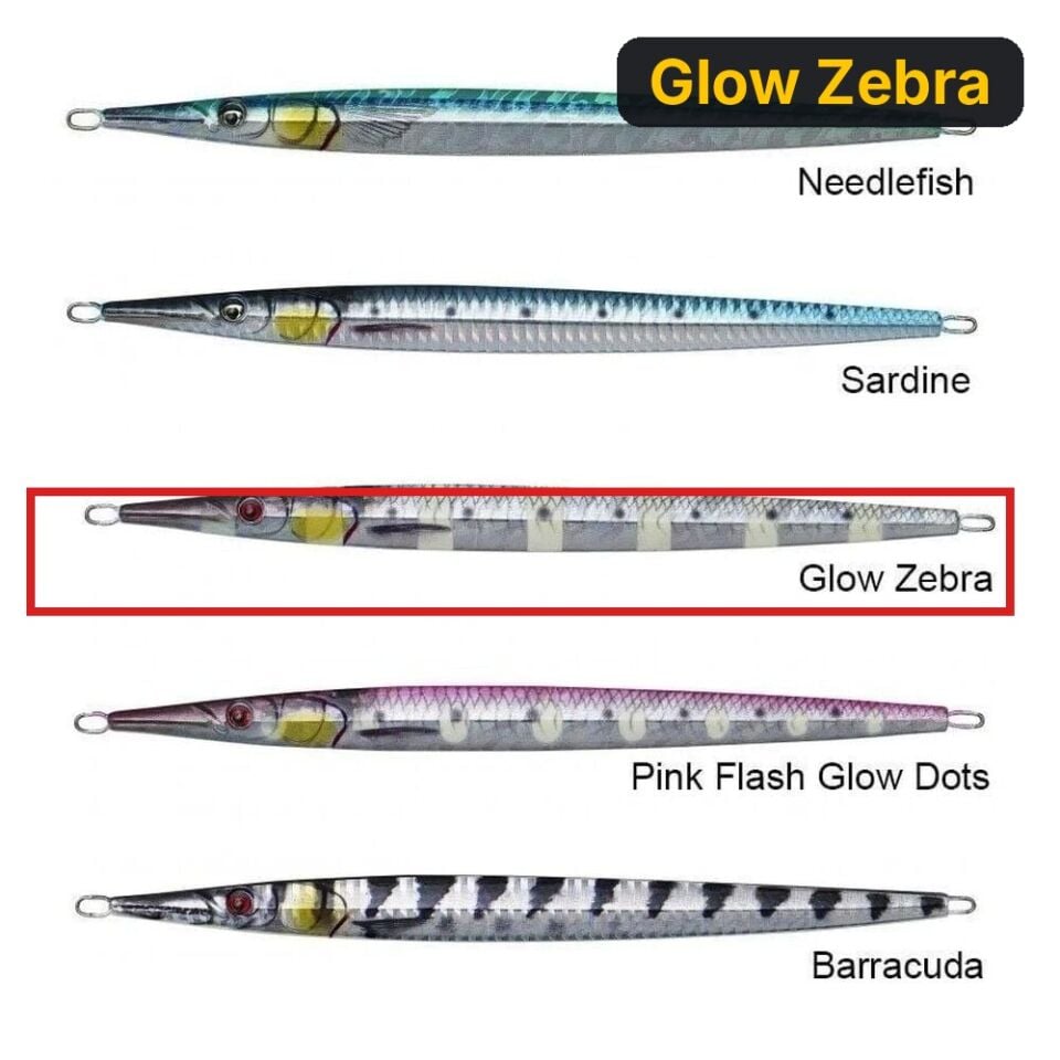 Savage gear 3D Needle Jig 40 gr 15 cm Suni Yem Glow Zebra