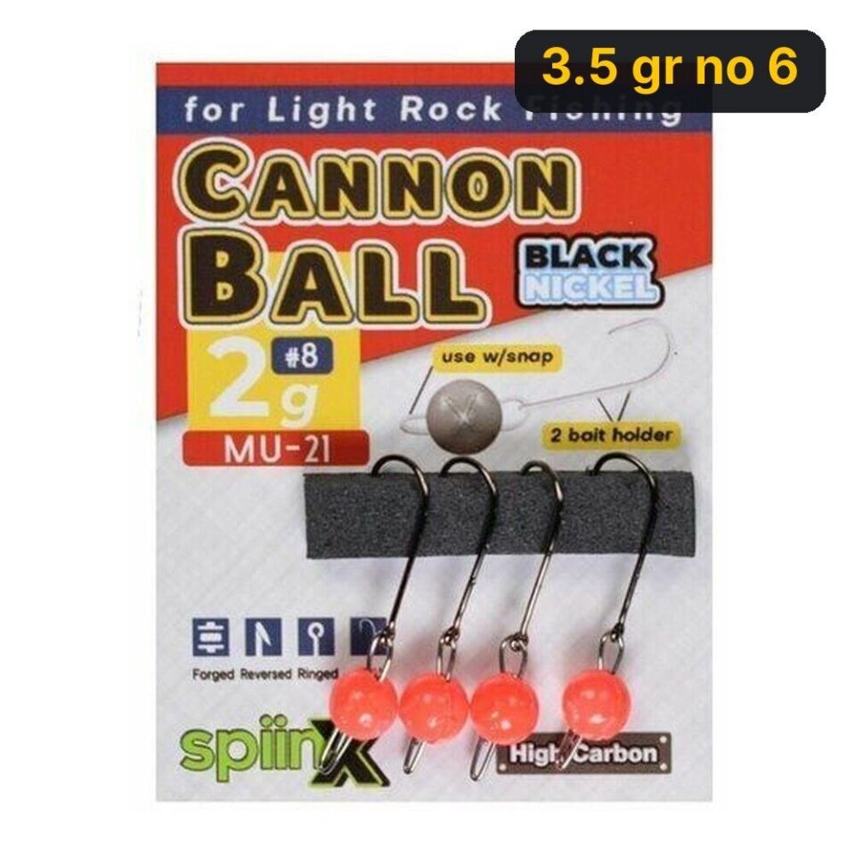 Spiinx Cannon Ball Jighead Uv Turuncu 3.5 gr no 6