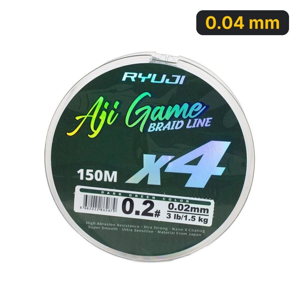 Ryuji Aji Game 4X, 150m, Dark Green İp Misina 0.04 mm