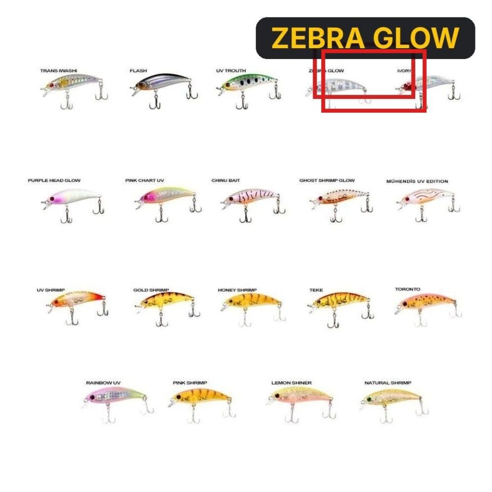 Ryuji Baby Minnow Sinking 5cm 4.5gr Maket Yem ZEBRA GLOW