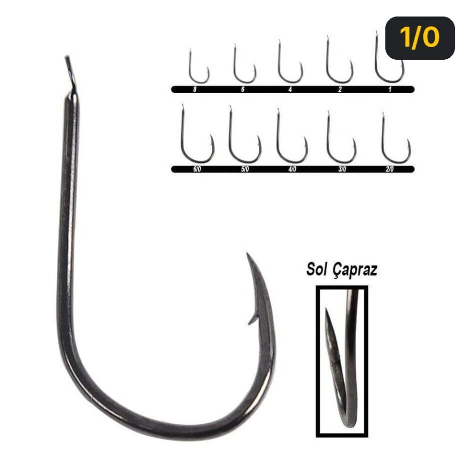 Hayabusa HFKS 130 Kısa Dövme Çupra İğnesi 15'li Paket Black Nikel 1/0