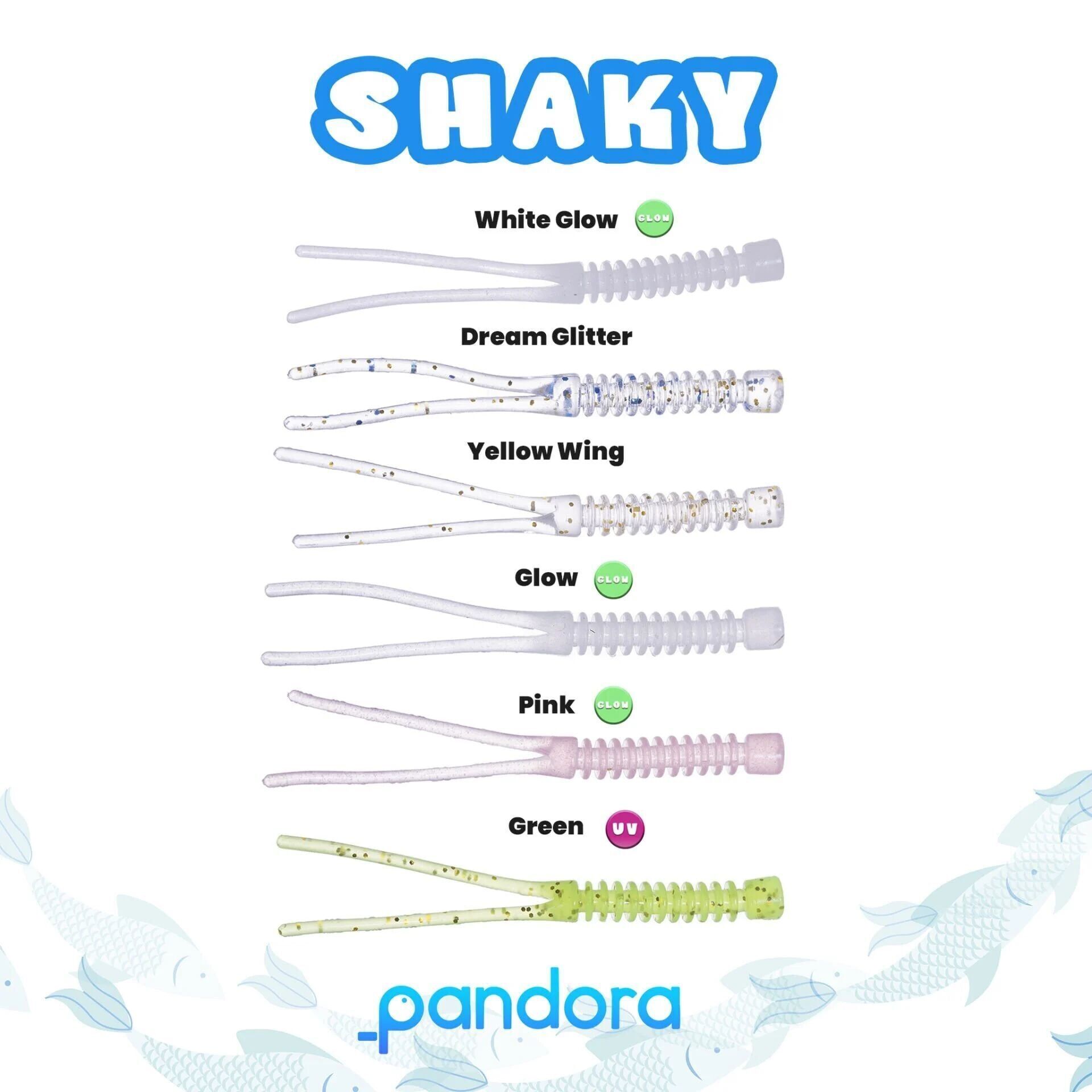 Pandora Shaky Worm (10'lu Paket) Silikon Yem GREEN GLITTER
