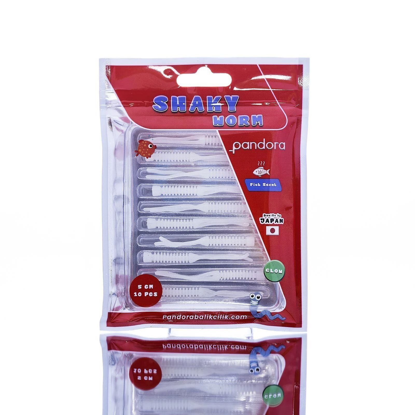 Pandora Shaky Worm (10'lu Paket) Silikon Yem White Glow