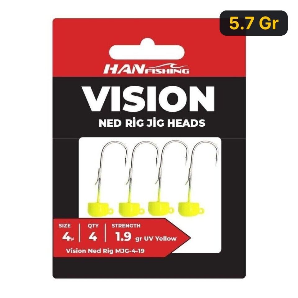 Hanfish Vision Ned Rig UV Yellow Jighead 5.7 Gr
