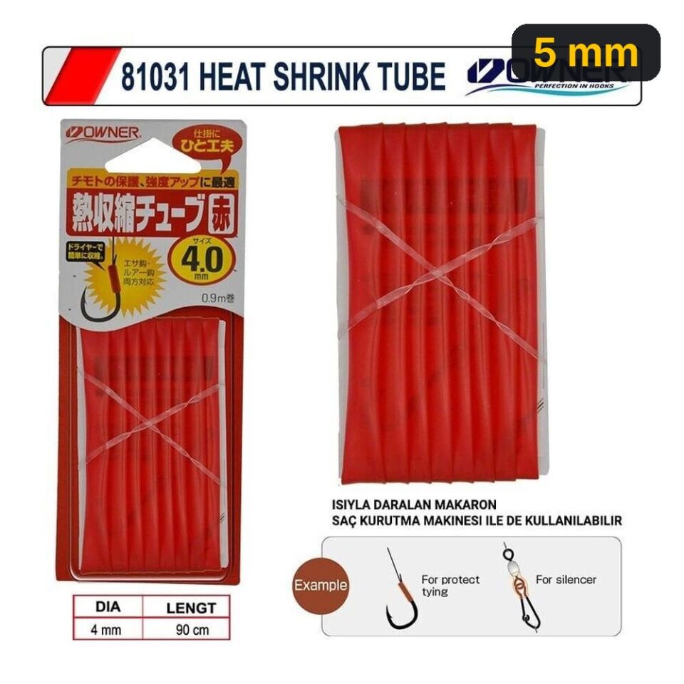 Owner 81031 Heat Shrink Tube 1.2m Red 5 mm