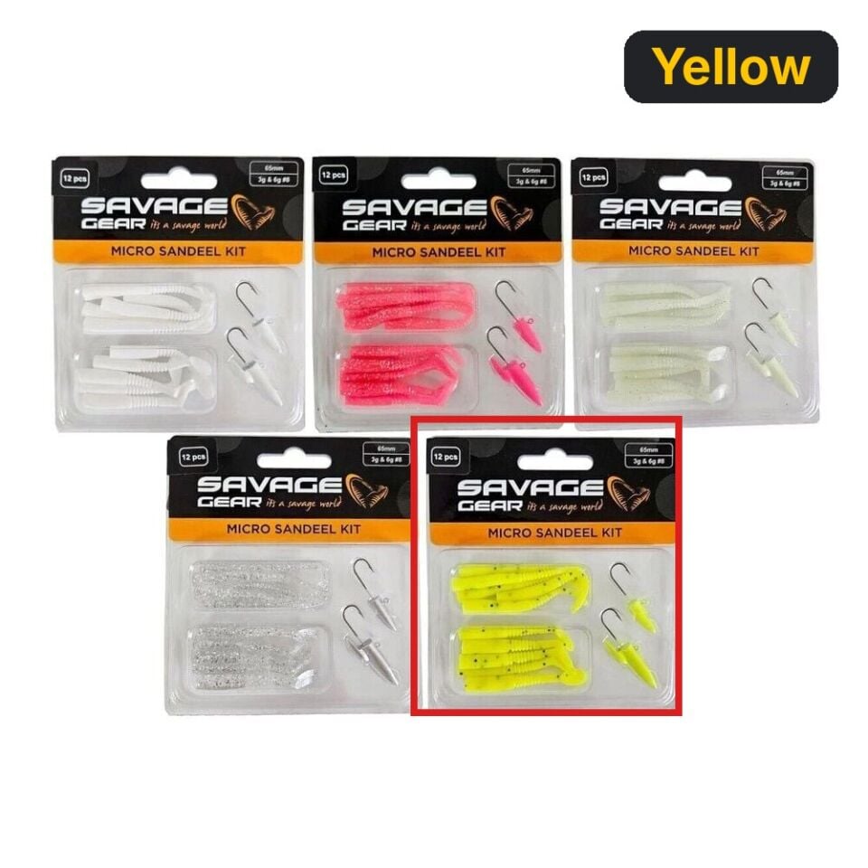 Savage gear Lrf Micro Sandeel Kit 12 Adet(1+1.5+5) Suni Yem Yellow
