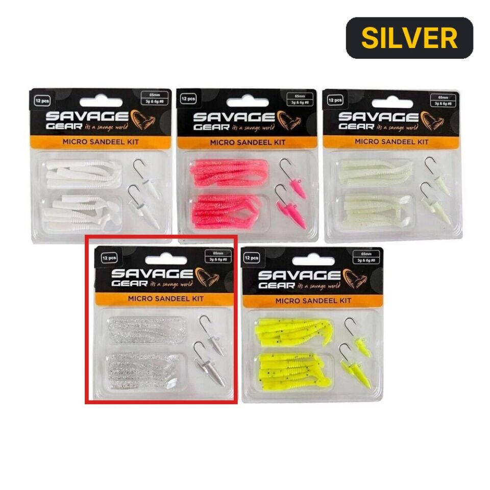 Savage gear Lrf Micro Sandeel Kit 12 Adet(1+1.5+5) Suni Yem SILVER