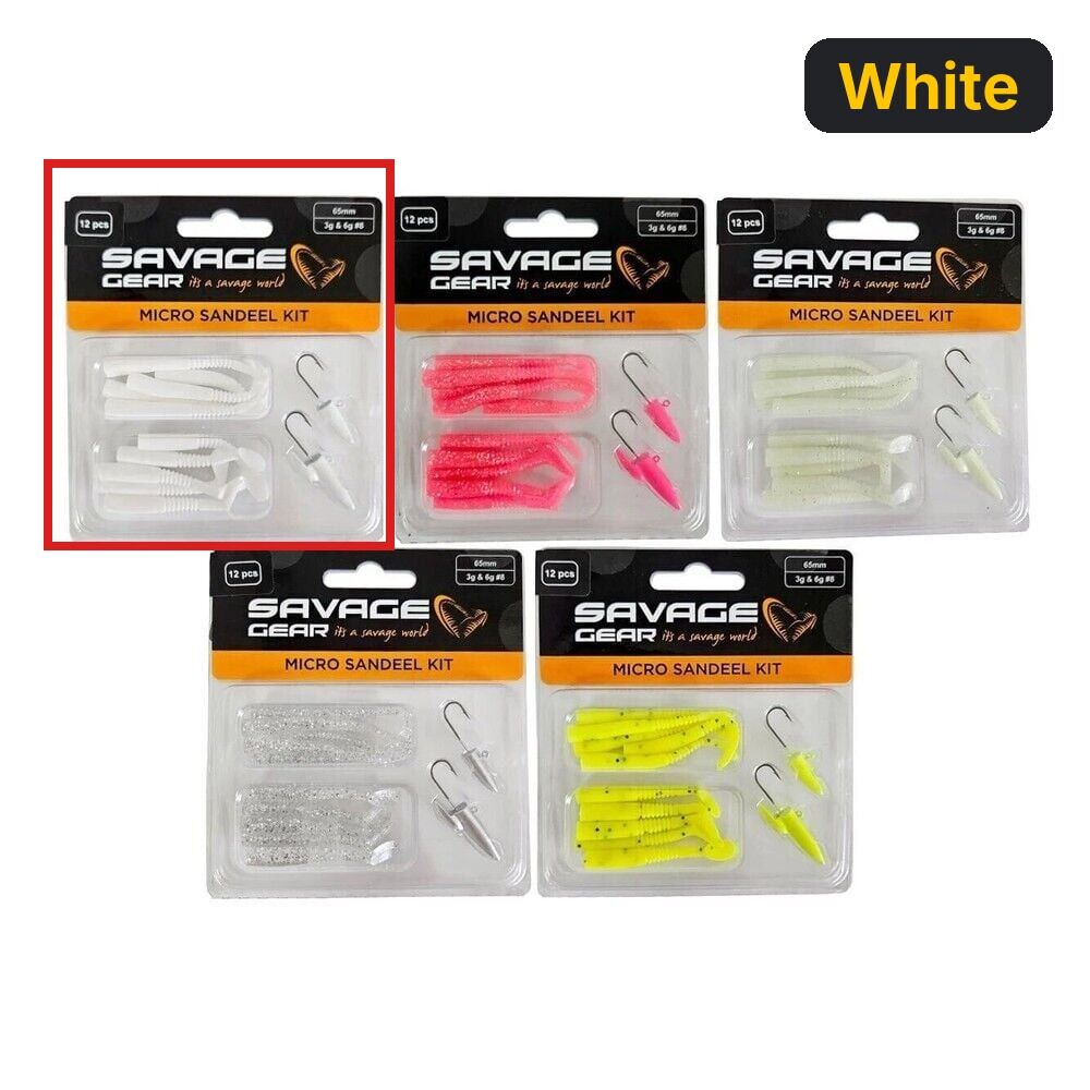 Savage gear Lrf Micro Sandeel Kit 12 Adet(1+1.5+5) Suni Yem White