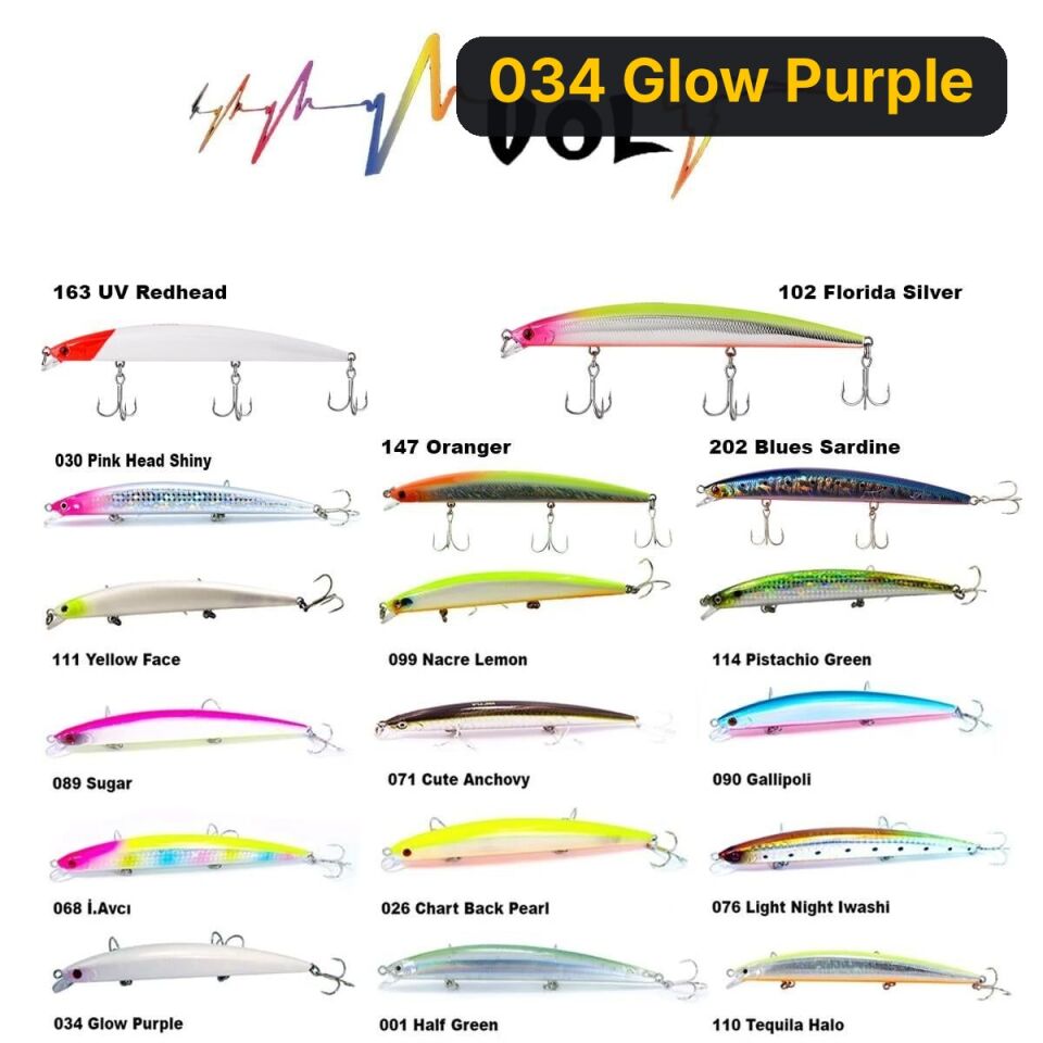 Fujin Volt VL125S 14gr 12.5cm Slow Sinking Maket Balık 034 Glow Purple