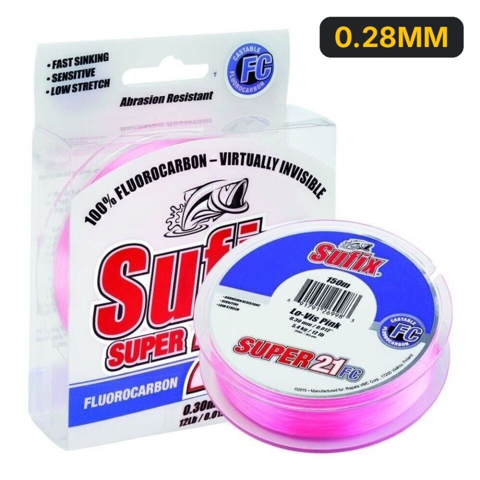 Sufix Süper 21 Fluorocarbon Misina Pink 50MT 0.28MM