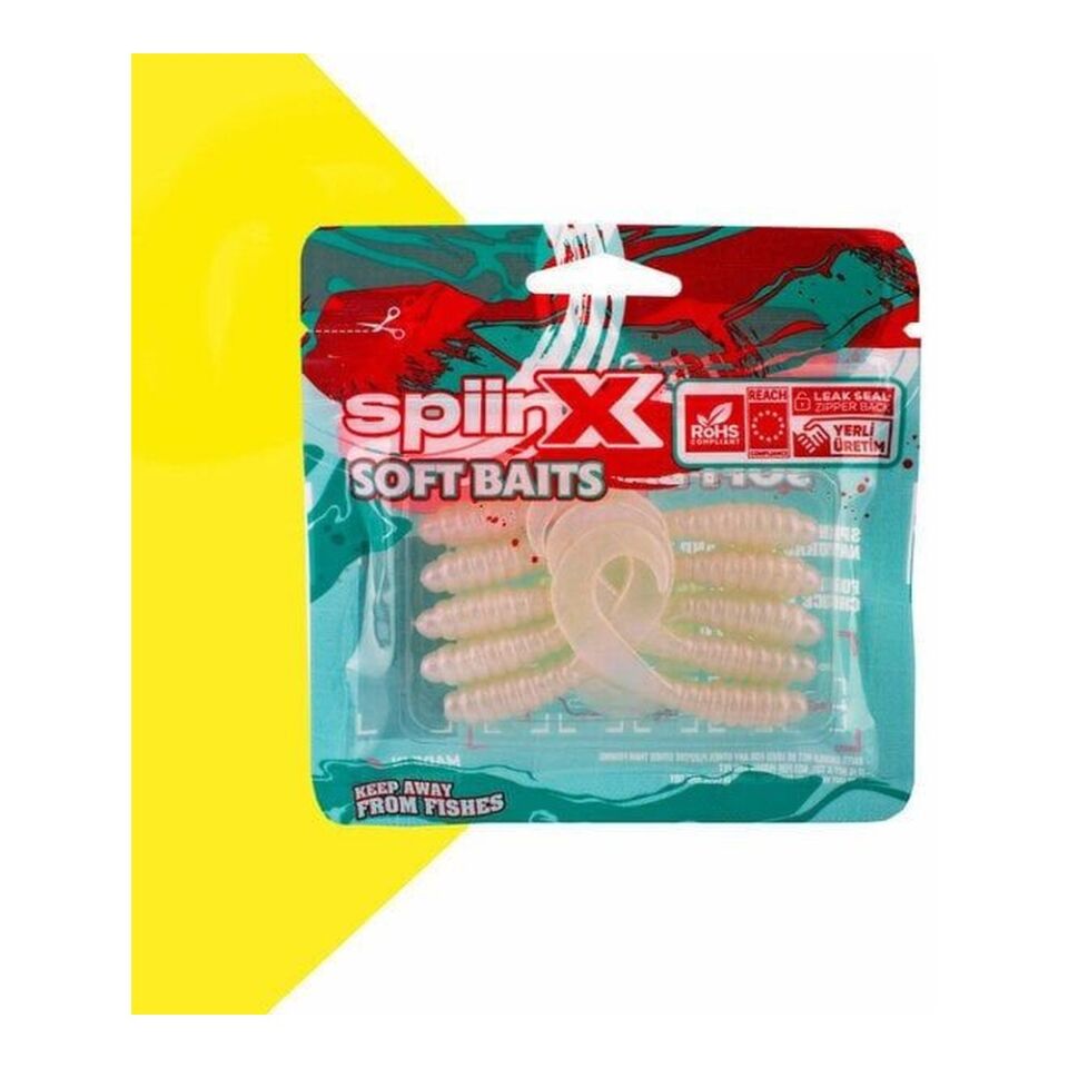 Spiinx Crazy Tail Kuyruk 7.5cm 10P Silikon Yem Glow Pearl White