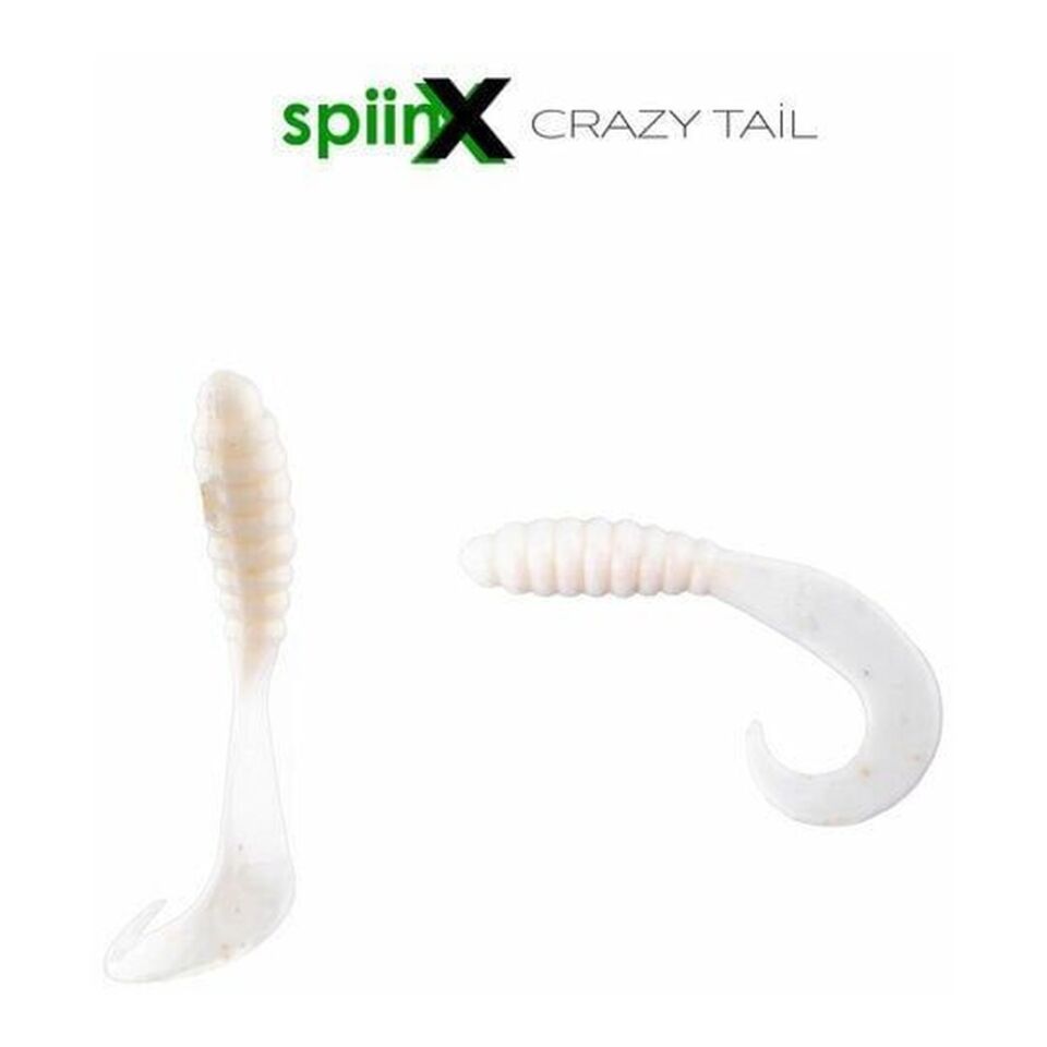 Spiinx Crazy Tail Kuyruk 7.5cm 10P Silikon Yem Glow Pearl White
