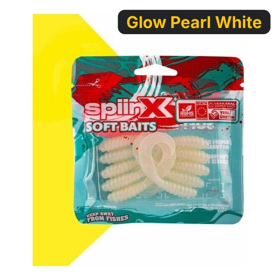 Spiinx Crazy Tail Kuyruk 7.5cm 10P Silikon Yem Glow Pearl White