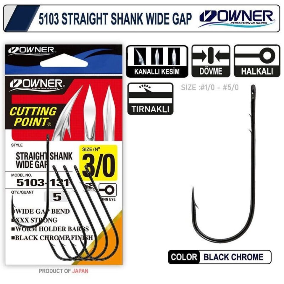 Owner 5103 Straight Shank Wide Gap Uzun Pala Lüfer İğnesi