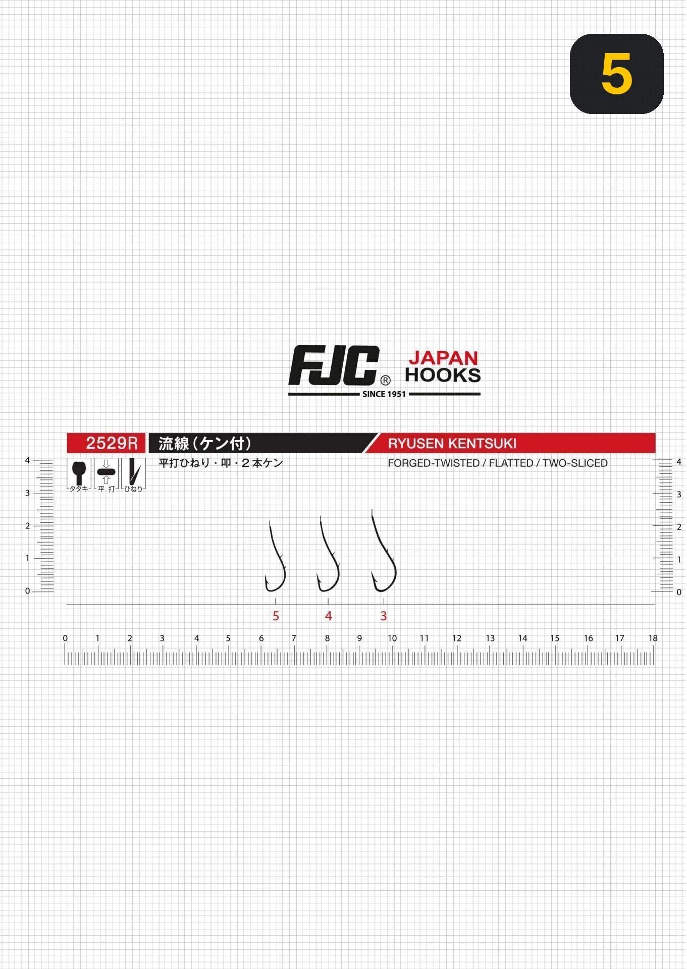 FJC 2529R Ryusen Two Sliced Kırmızı Olta İğnesi 5