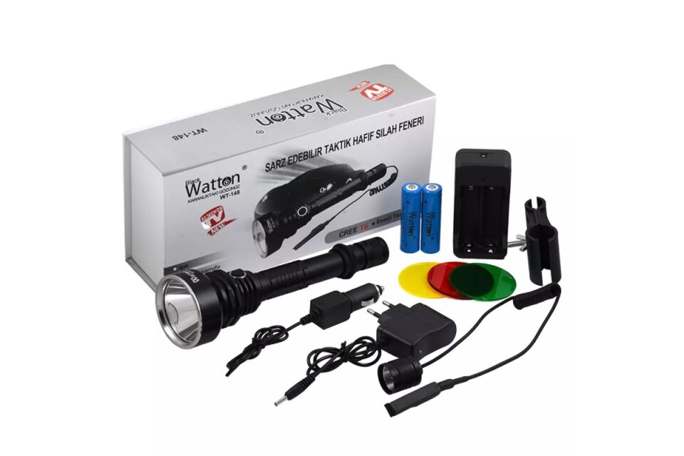 Watton 800 Lümen TX6 LED Avcı Feneri Uzun Menzilli Profesyonel Model WT-148