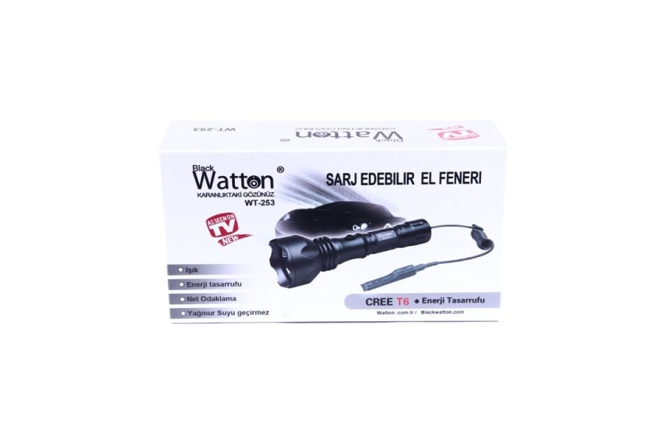 Watton 600 Lümen TX6 Şarjlı LED Güçlü Aydınlatma Uzun Menzilli Profesyonel Model WT-253
