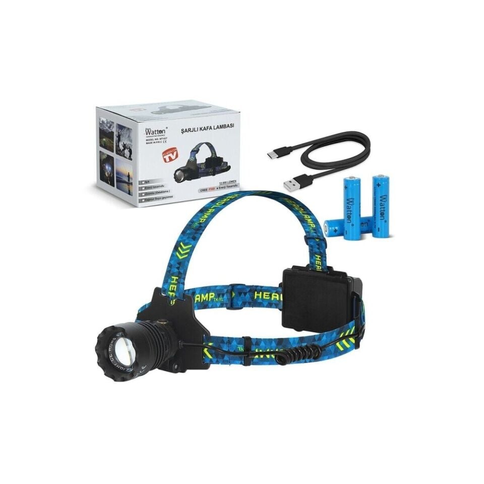 Watton 12000 Lümen CREE P360 Şarjlı Kafa Lambası WT-627