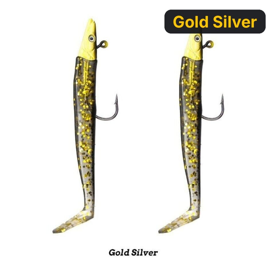 Fujin Zand Eel 11cm 7gr-14gr Double Body+Head Silikon Balık Gold Silver