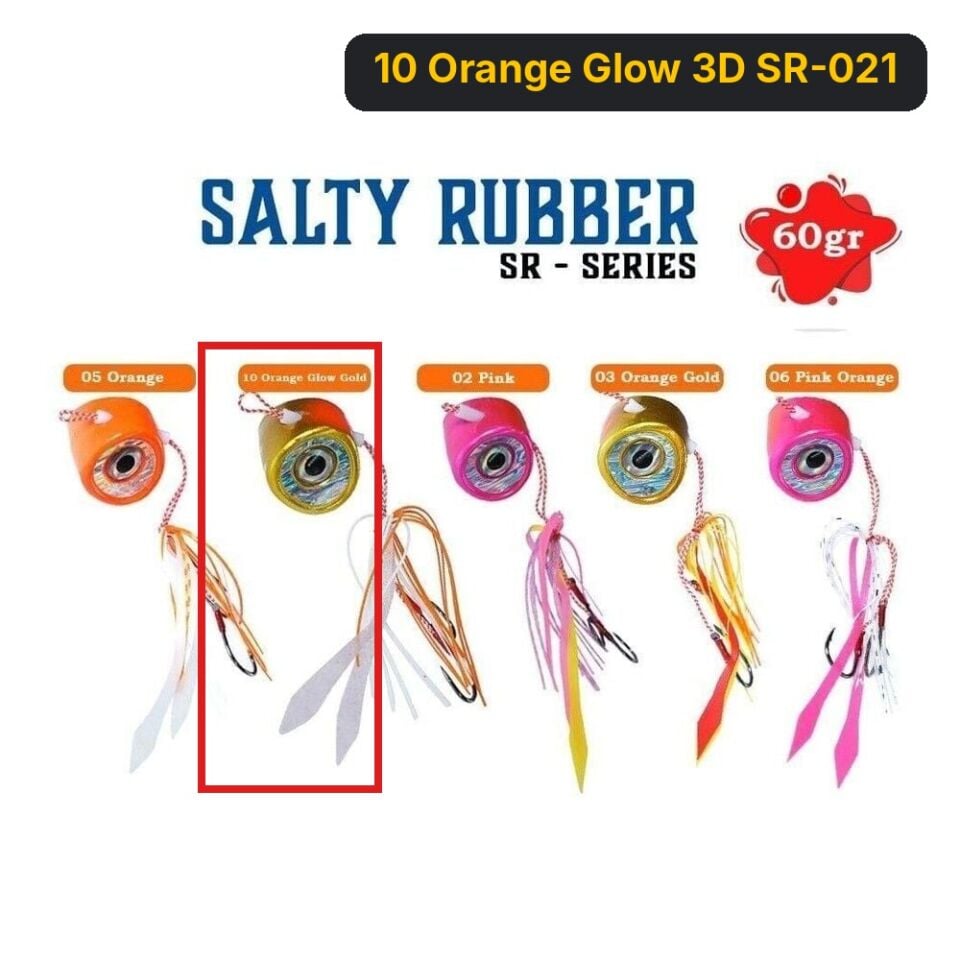 Fujin Salty Rubber 60gr SR Serisi Tai Rubber Set 10 Orange Glow 3D SR-021