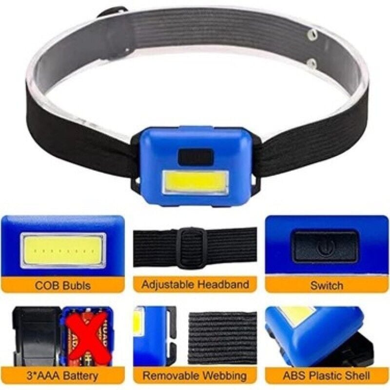 Headlamp T-89 3 Watt Cob Ledli AAA Pilli Mini Kafa Lambası Feneri
