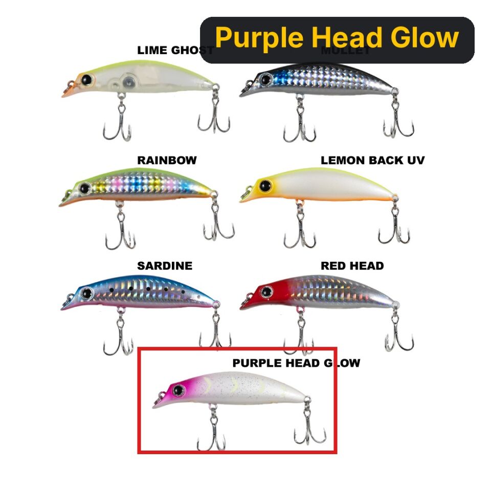 Ryuji Sasume 7.5cm 8gr Maket Balık Purple Head Glow