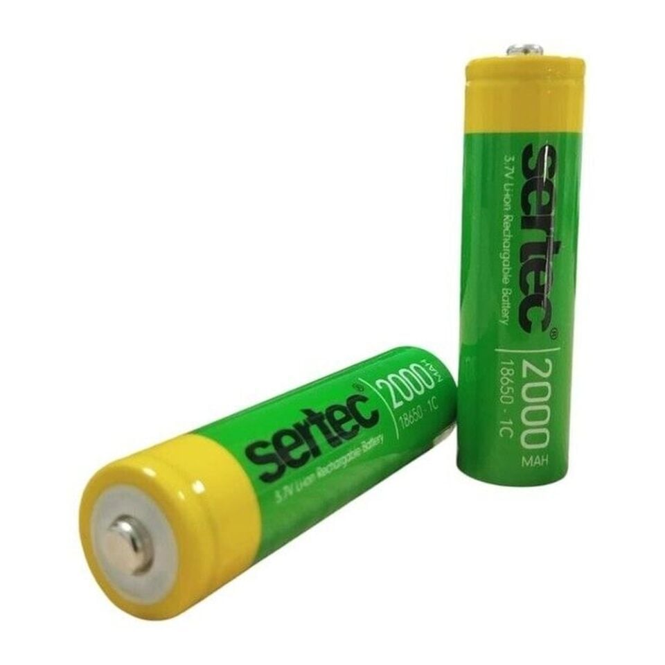 Sertec 18650 3.7V 2000 Mah 1C Li-ion Şarjlı Pil Başlı