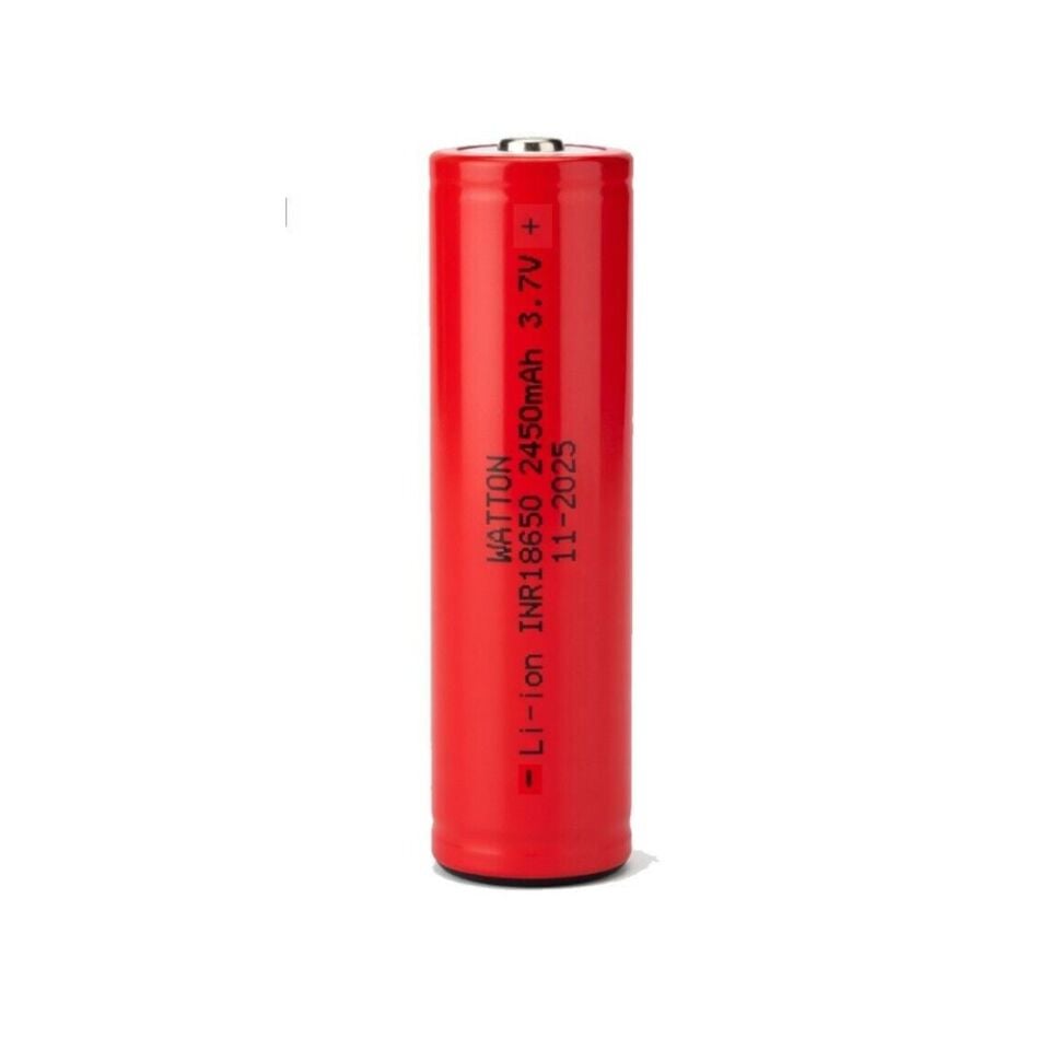 Watton INR 18650 2450mAh 3.7V Li-ion Şarj Edilebilir Pil - Kırmızı