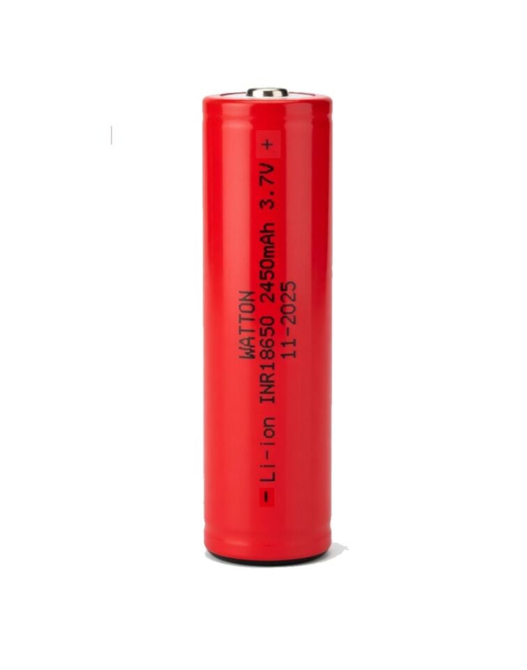 Watton INR 18650 2450mAh 3.7V Li-ion Şarj Edilebilir Pil - Kırmızı