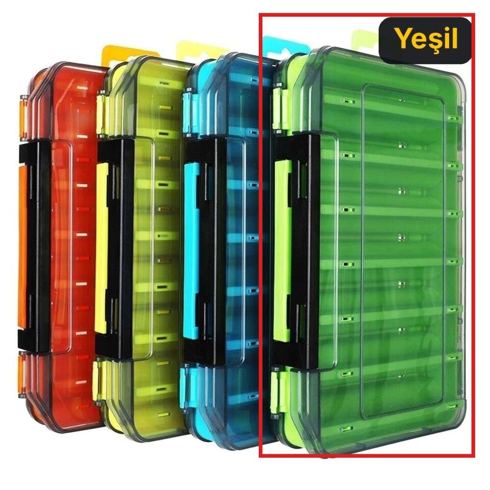 Pandora Lure Box Çift Taraflı 19,5*13,2*3,5 cm Maket Balık Kutusu YEŞİL
