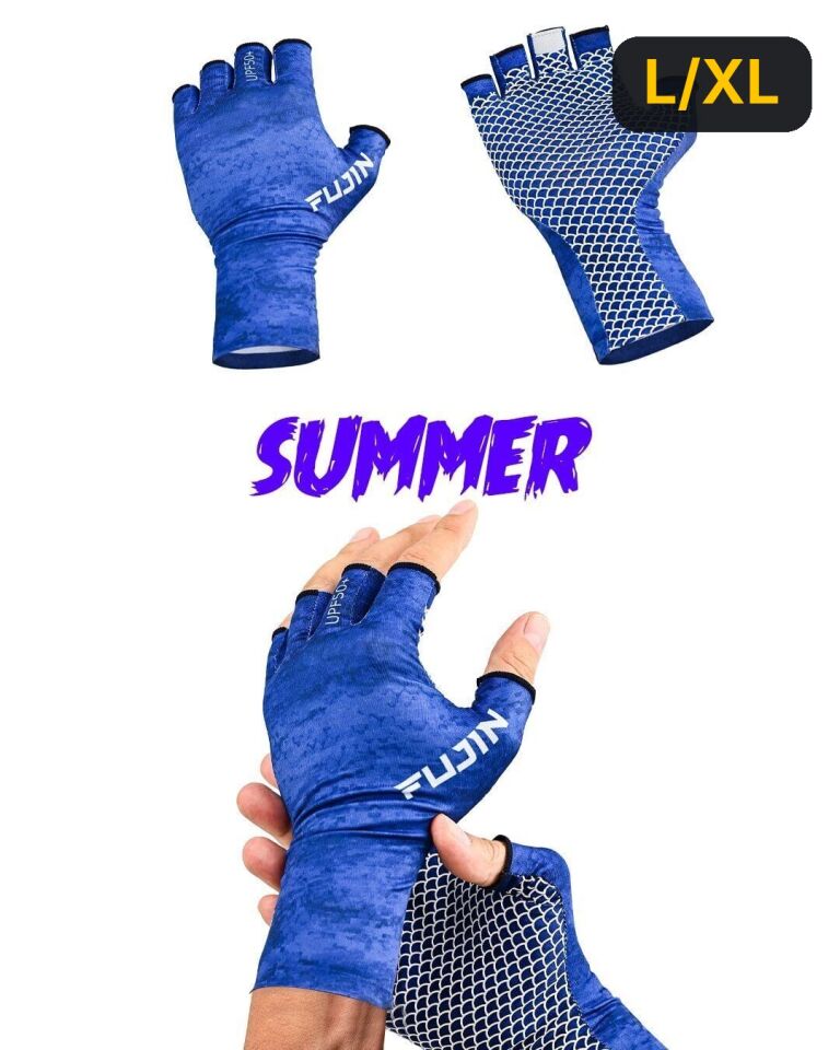 Fujin Pro Angler Summer Gloves Blue L/XL