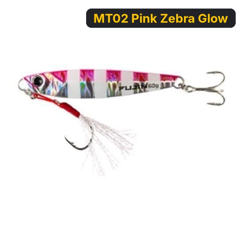 Fujin Jig-X 60gr Shore Jigging Jig Yem MT02 Pink Zebra Glow