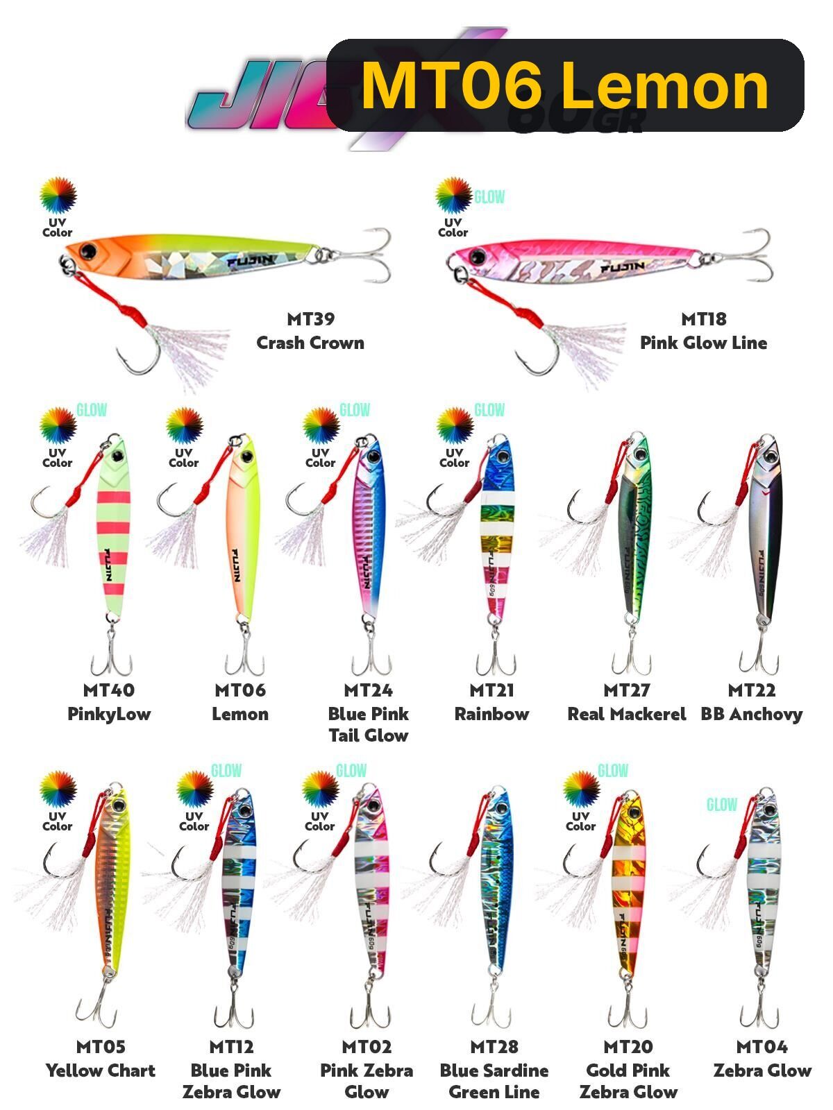 Fujin Jig-X 60gr Shore Jigging Jig Yem MT06 Lemon