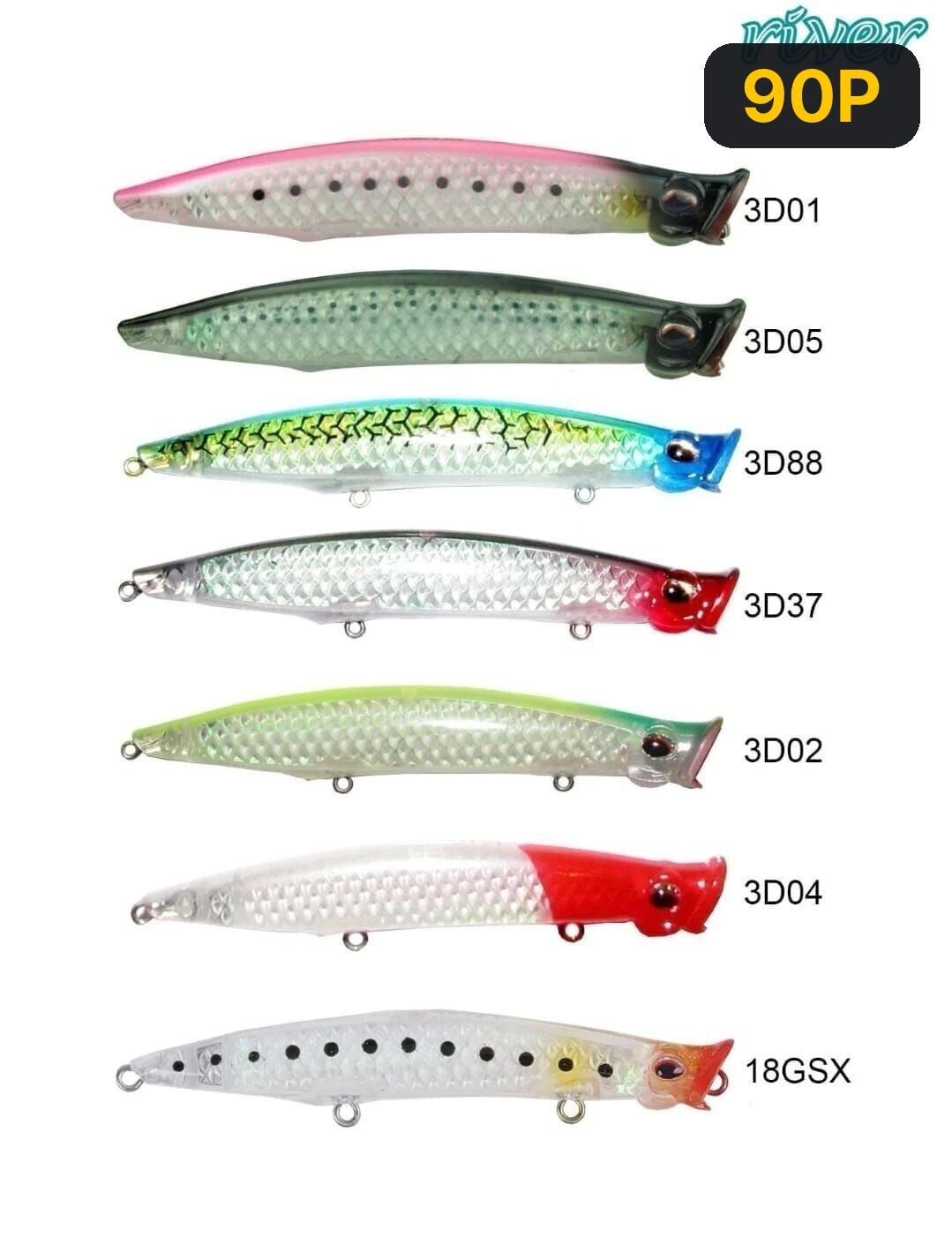 River Pop'n Catch 3D 125 12.5cm 19Gr Popper 90P