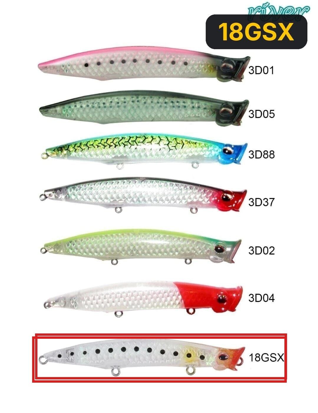 River Pop'n Catch 3D 125 12.5cm 19Gr Popper 18GSX