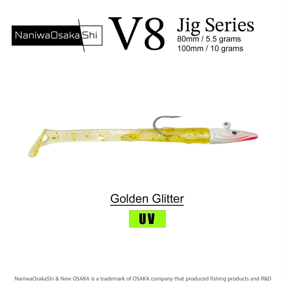 NaniwaOsakaShi V8 Jig Series 100mm 10gr Silikon Yem Golden Glitter