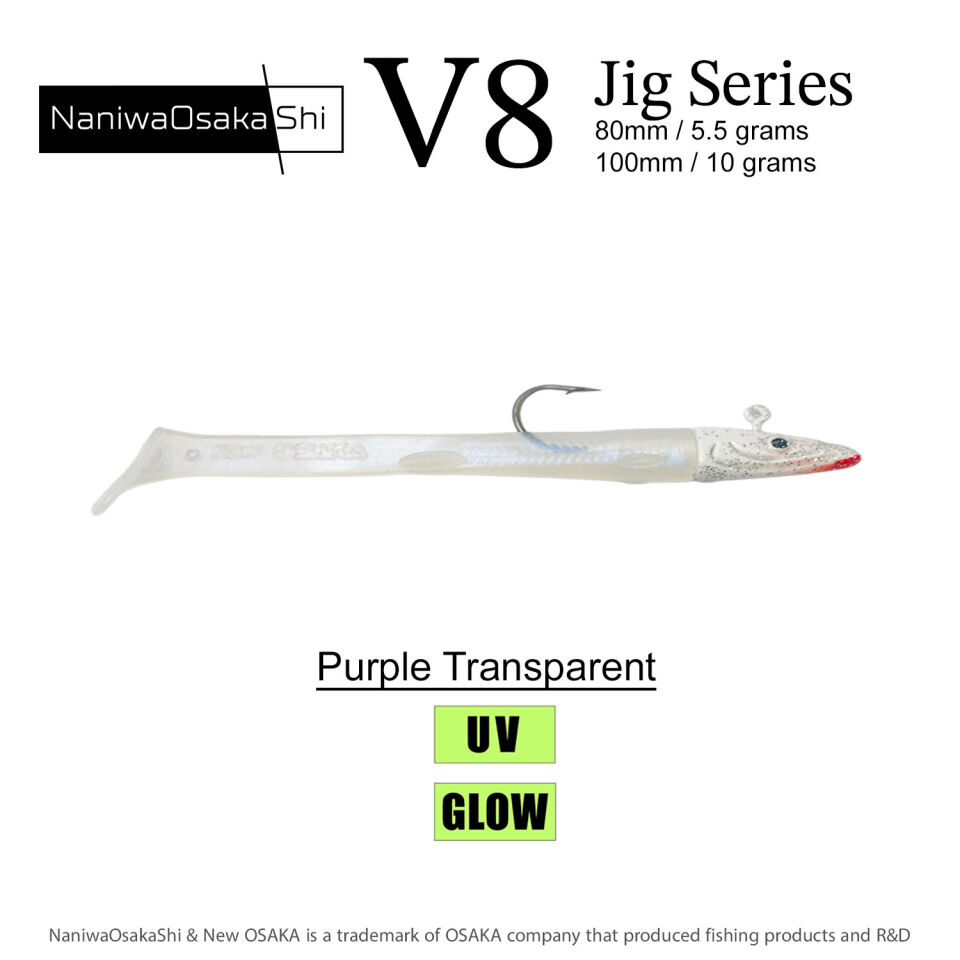 NaniwaOsakaShi V8 Jig Series 80mm 5.5gr Silikon Yem Purple Transparent