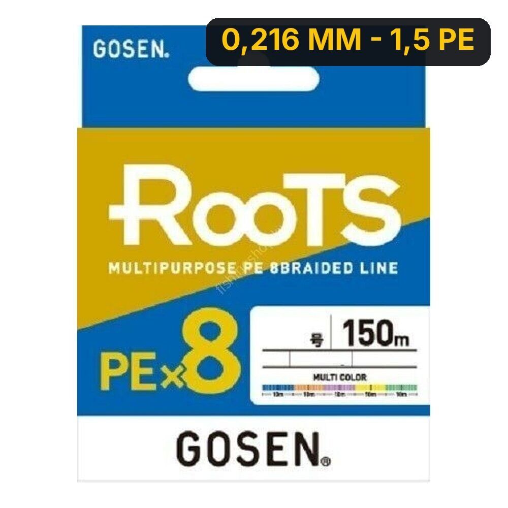Gosen X8 Roots PE 8 Örgü Spin İp Misina 150mt Multi Color 0,216 MM - 1,5 PE