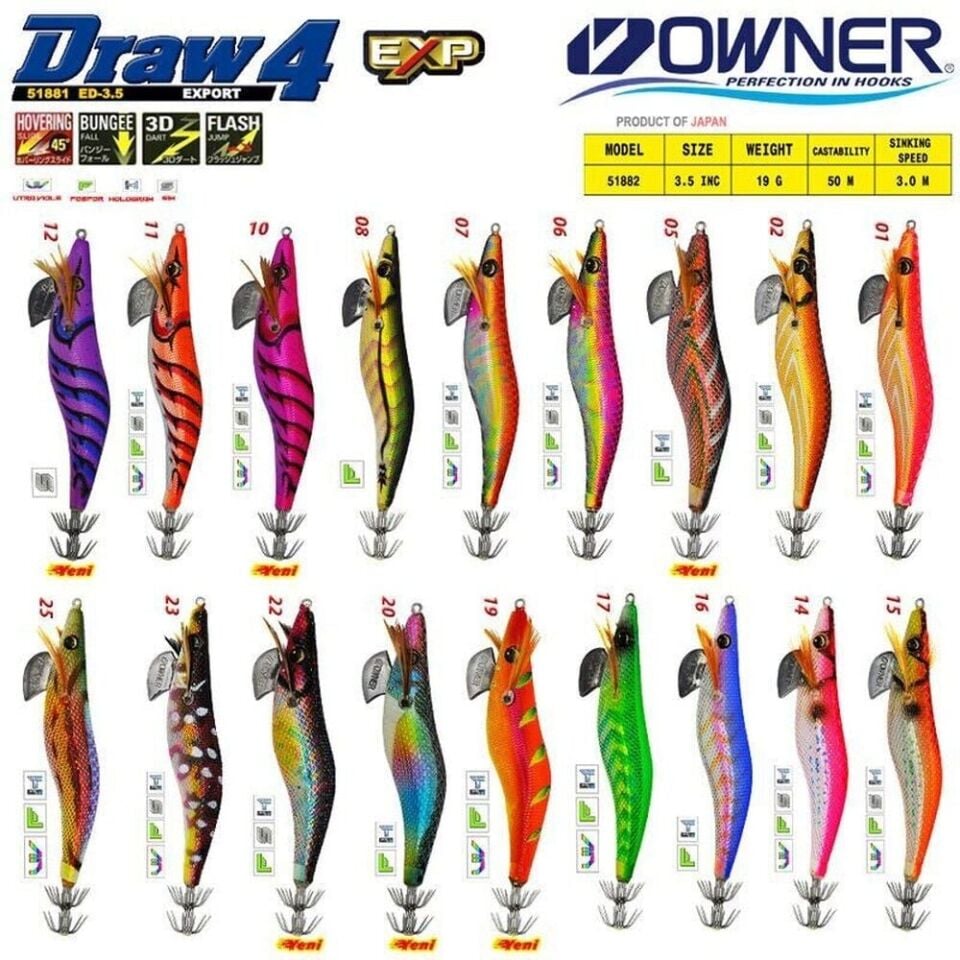Owner 51882 Draw Squid ED-3,5 12CM Kalamar