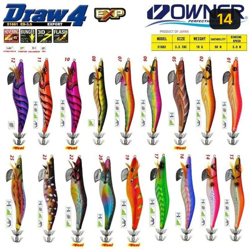 Owner 51882 Draw Squid ED-3,5 12CM Kalamar 14