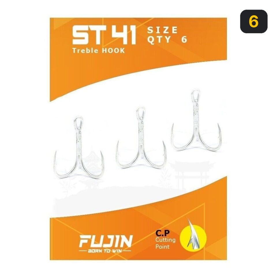 Fujin ST41 Üçlü Maket Balık İğnesi Nickel 6