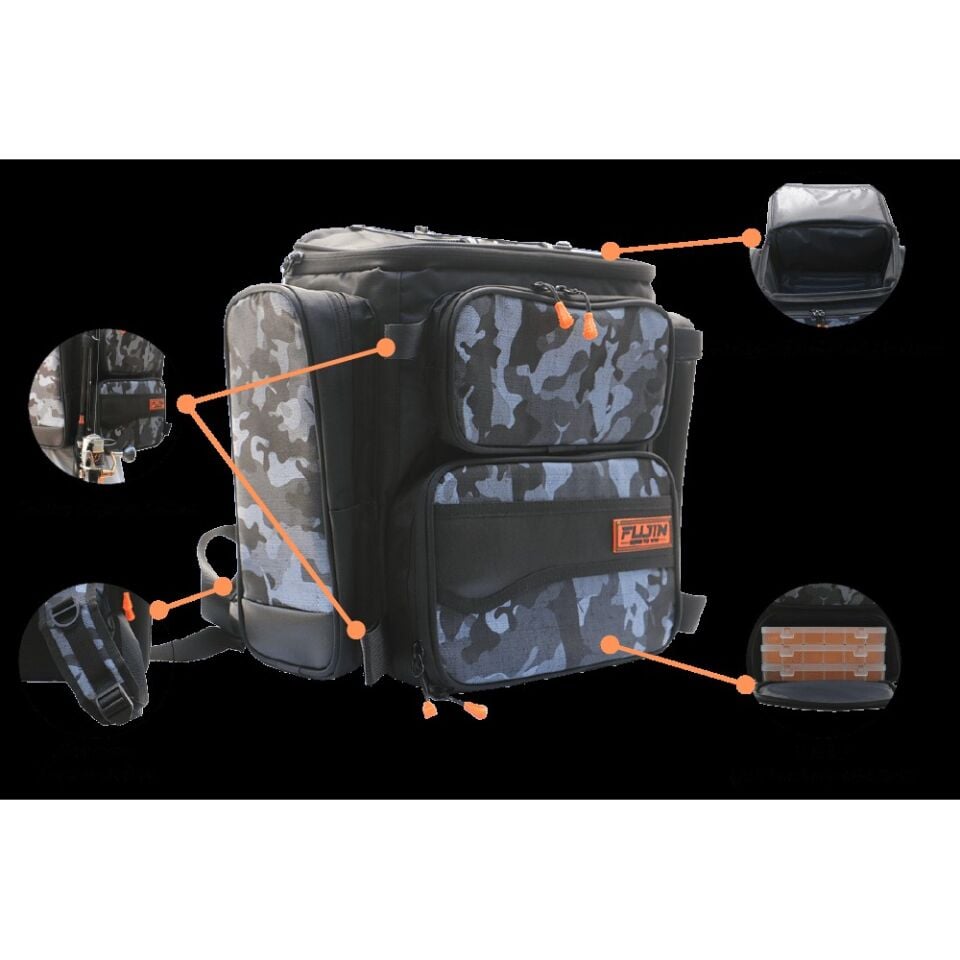 Fujin Black Camo Back Pack - Balıkçı Sırt Çantası