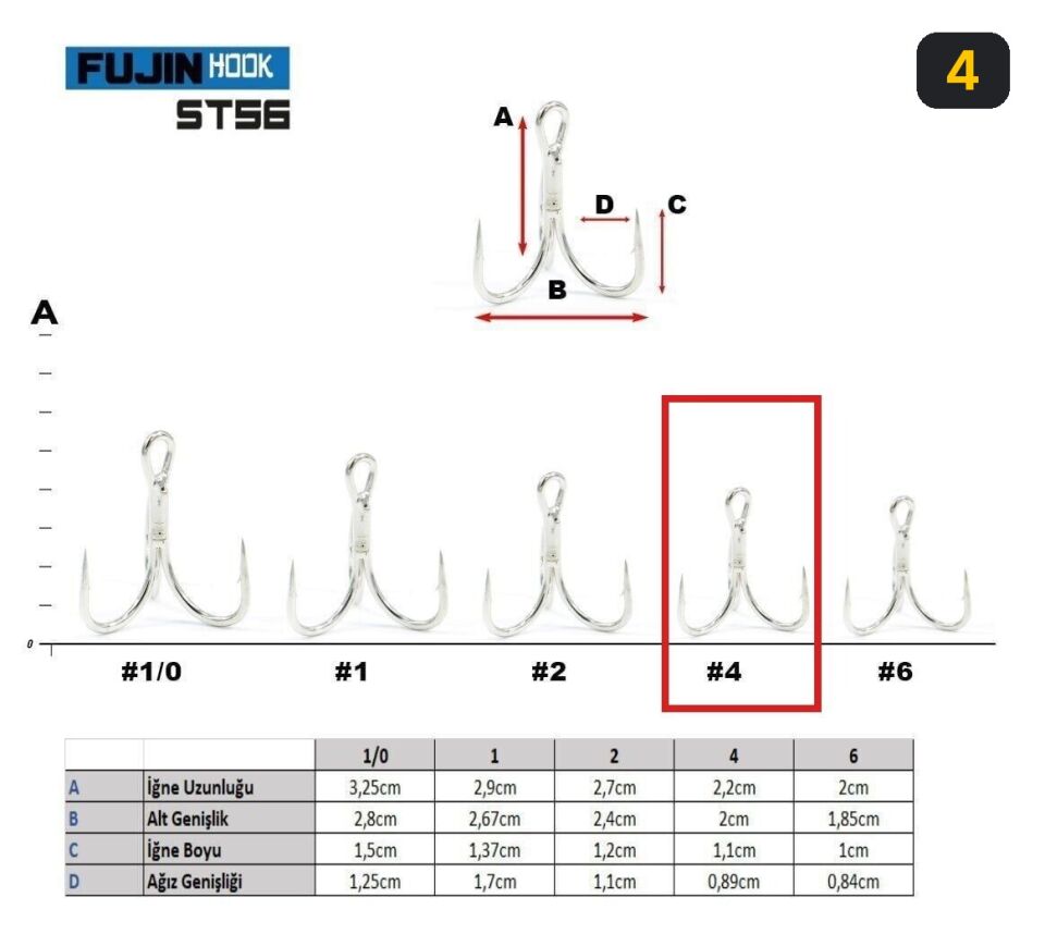 Fujin ST56 Üçlü Maket Balık İğnesi Nickel 4