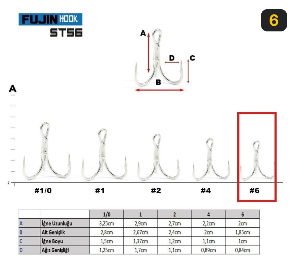 Fujin ST56 Üçlü Maket Balık İğnesi Nickel 6