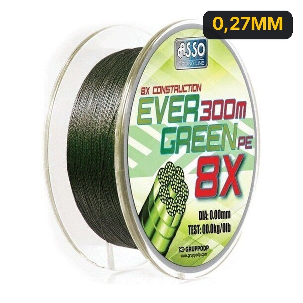 ASSO Ever Green 8 Örgü Mumlu 300MT İp Misina 0,27MM