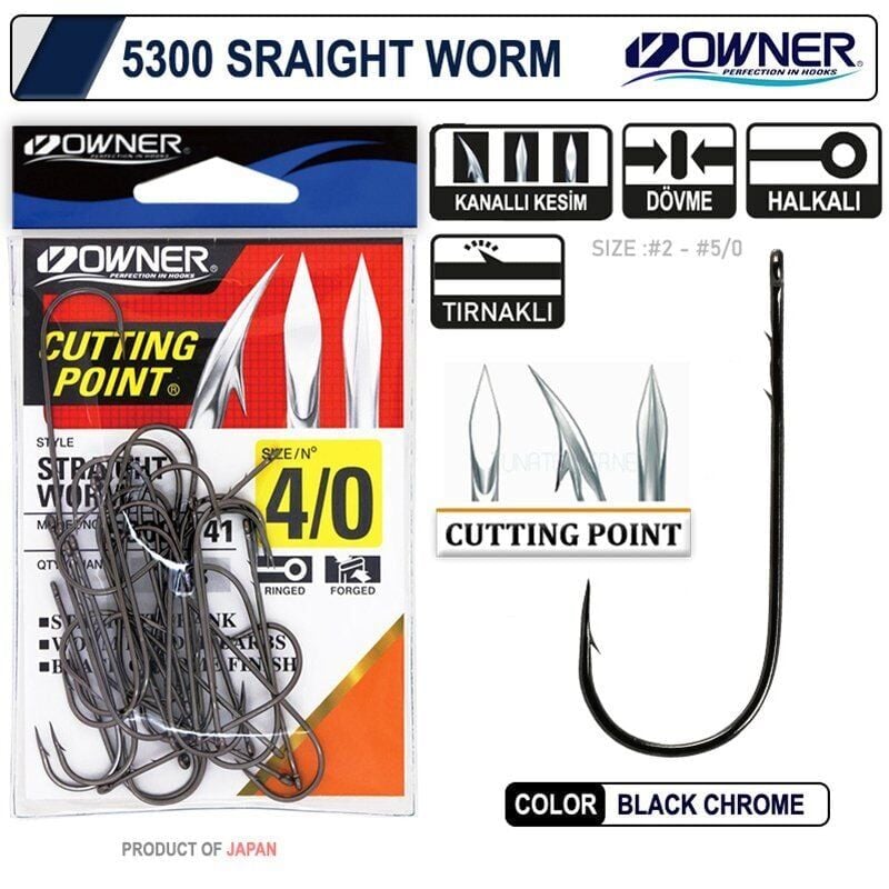 Owner 5300 Straight Shank Black Chrome İğne