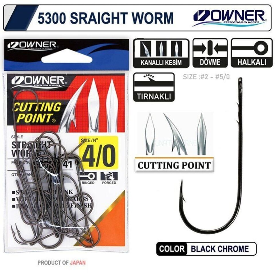Owner 5300 Straight Shank Black Chrome İğne