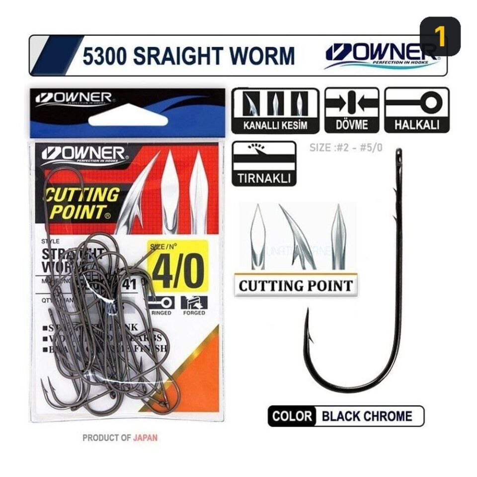 Owner 5300 Straight Shank Black Chrome İğne 1